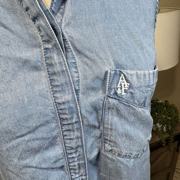 Abercrombie and Fitch Y2k Denim Shirt Mini Dress Sz S Sleeveless Preppy Casual - Picture 5 of 8